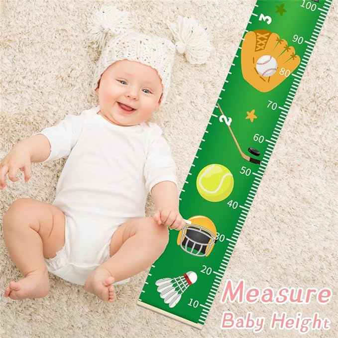 Halloween Baby Height Growth Chart - Canvas Height Chart for Kids Baby Child Toddler Boys Girls Growth Chart for Wall Room Nursery Decor Hangable and Removable Measuring Wall Ruler (C, Beige Wood)