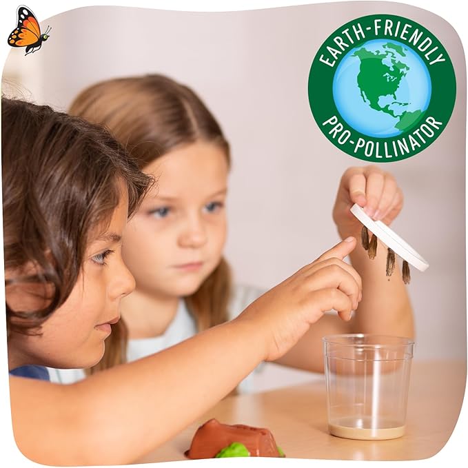 Insect Lore Cup Caterpillars - 5 Live Painted Lady Caterpillars with Food - Includes Figurines - Refill Kit for Butterfly Garden Habitat - STEM Science Activity for Kids and Classrooms