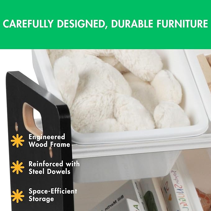 Humble Crew Supersized Toy Storage Organizer with 16 Removable Bins, Black/White – Large Toy Storage for Toddlers Ideal for Kids' Rooms, Playrooms, and Nurseries - Modern Toy Bins for Kids