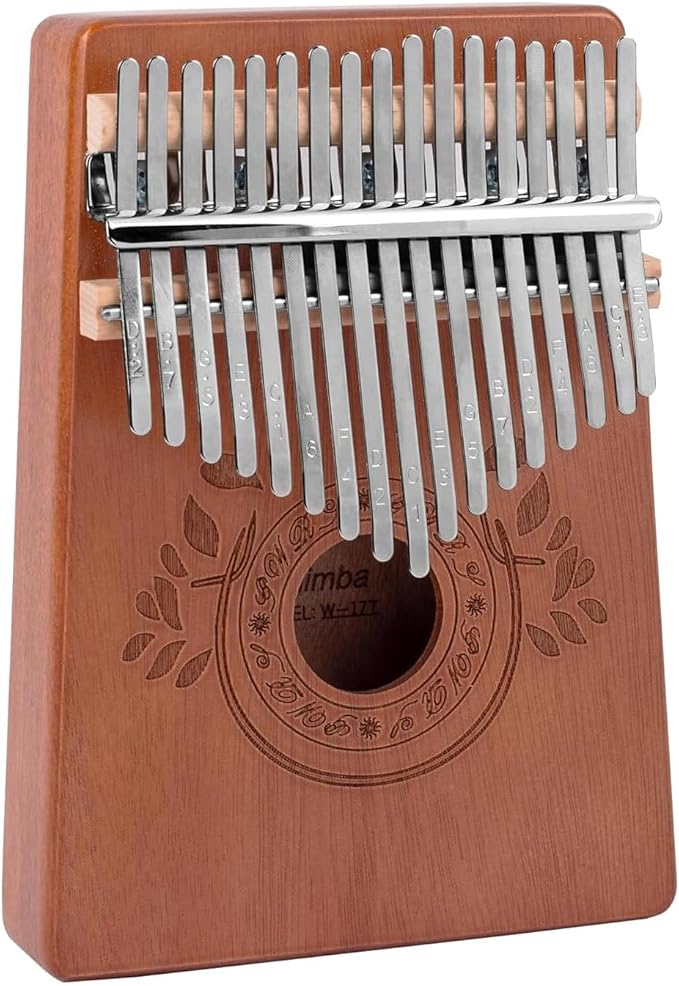 Kalimba Thumb Piano 17 Keys Instrument: Portable Mbira Finger Pianos Musical Gifts for Kids Adults Beginners - Mahogany Wood Handheld Piano with Tune Hammer, Music Book