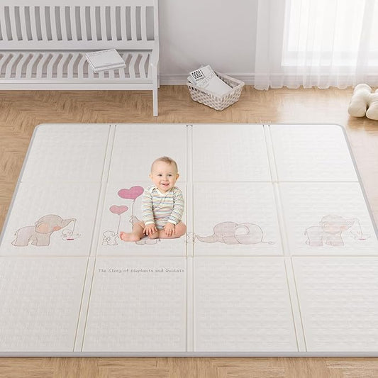 79x71 Baby Play Mat Foldable, Extra Large Foam Play Mat Tummy Time and Crawling Mat, Waterproof & Anti-Slip Reversible Portable Baby Floor Mat for Infant, Toddler