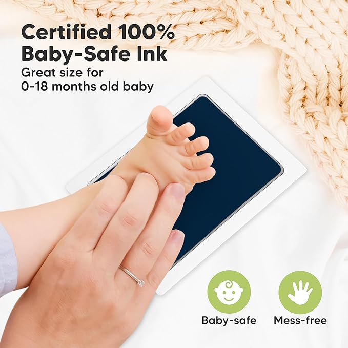 4-Pack Inkless Baby Hand and Footprint Kit - Mess Free Ink Pad for Newborn Keepsake, Dog Nose & Paw Print Kit, Clean Touch Ink Pad for Baby Hand & Footprints, Ideal New Mom Gifts (Navy, L)