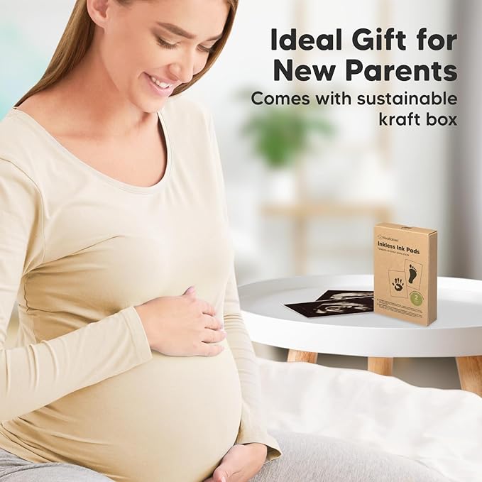 2-Pack Inkless Baby Hand and Footprint Kit - Mess Free Ink Pad for Newborn Keepsake, Dog Nose & Paw Print Kit, Clean Touch Ink Pad for Baby Hand & Footprints, Ideal New Mom Gifts (Silver)