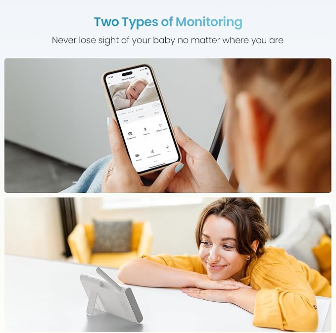 ieGeek Video Baby Monitor with Camera and Audio - 1080P FHD Monitor WiFi Smartphone - Night Vision, Motion Detection, Temper & Humidity Sensor, 2.4GHz WiFi, Pan-Tilt-Zoom via 4.3" Screen and Free APP