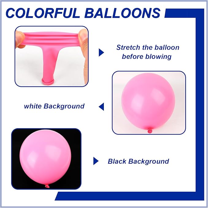 140pcs Dark Pink Round Balloons Different Sizes 18 12 10 5 Inch Latex Balloons for Arch Decoration Party Balloon Kit for Graduation Birthday Party Wedding Balloon Baby Shower Decoration