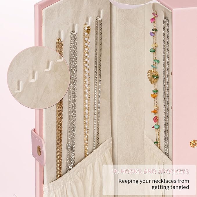 AKOZLIN Huge Jewelry Box Organizer Functional Extra Large Leather Jewelry Storage Case for Women Girls Ring Necklace Earring Bracelet Holder Organizer with Mirror