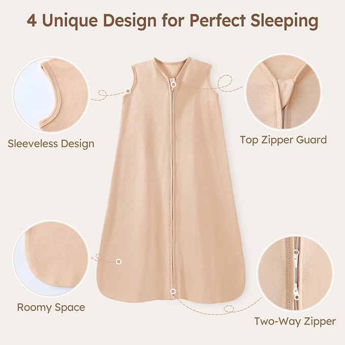 Baby Sleep Sack 12-18 Months 3 Pack 100% Cotton Lightweight 0.5 TOG Wearable Blanket Baby Sleep Bag with 2-Way Zipper for Newborn Infant Orange Flowers & Plaid