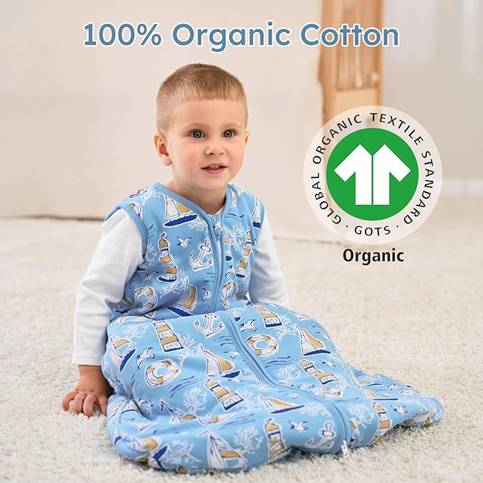 Yoofoss Baby Sleep Sack 18-24 Months, 1.5 Tog Baby Wearable Blanket with 2-Way Zipper, 100% Cotton Organic Fabric Winter Infant Sleeping Sack, Warm Soft Comfy