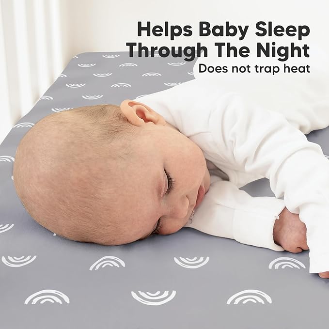 KeaBabies 2-Pack Organic Crib Sheets for Boys, Girls - 52x28 Fitted Crib Mattress Sheet Neutral, Breathable Jersey Cotton Cover for Baby Bed, Toddler Mattress, Soft & Cute Prints (Rainbow)