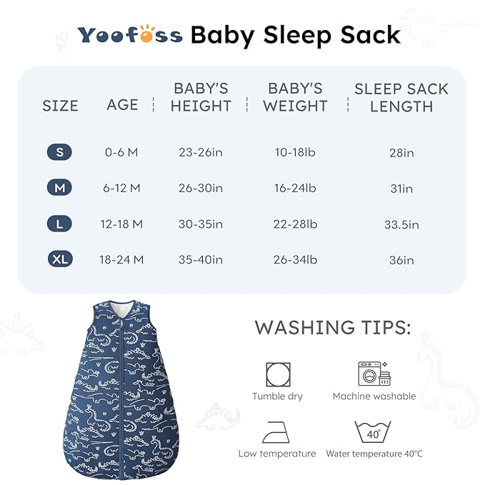 Yoofoss Baby Sleep Sack 18-24 Months, TOG 2.5 Baby Wearable Blanket with 2-Way Zipper, 100% Organic Cotton Fabric Winter Newborn Sleeping Sack, Warm Soft Comfy