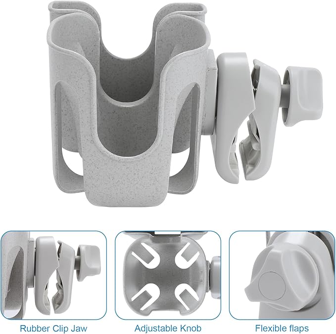 Accmor Stroller Cup Holder with Phone Holder, Bike Cup Holder, Universal Cup Holder for Uppababy Nuna Doona Strollers, 2-in-1 Cup Phone Holder for Stroller, Bike, Wheelchair, Walker, Scooter