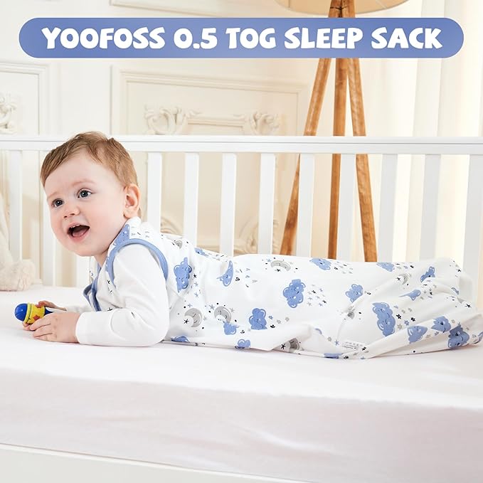 Yoofoss Baby Sleep Sack 6-12 Months Baby Wearable Blanket 100% Organic Cotton 2-Way Zipper TOG 0.5 Toddler Sleeping Sack 3 Pack, Lightweight Sleep Sacks for Babies
