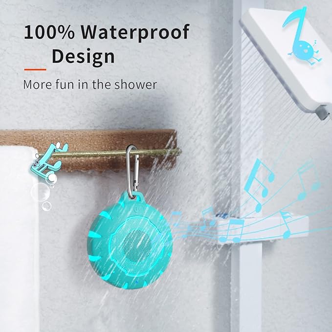 HEYSONG Waterproof Shower Bluetooth Speaker, Durable & Portable with Clear Sound, Ideal for Shower, Pool, Beach & Kayaking – Great Gift for Girls, Women & Men