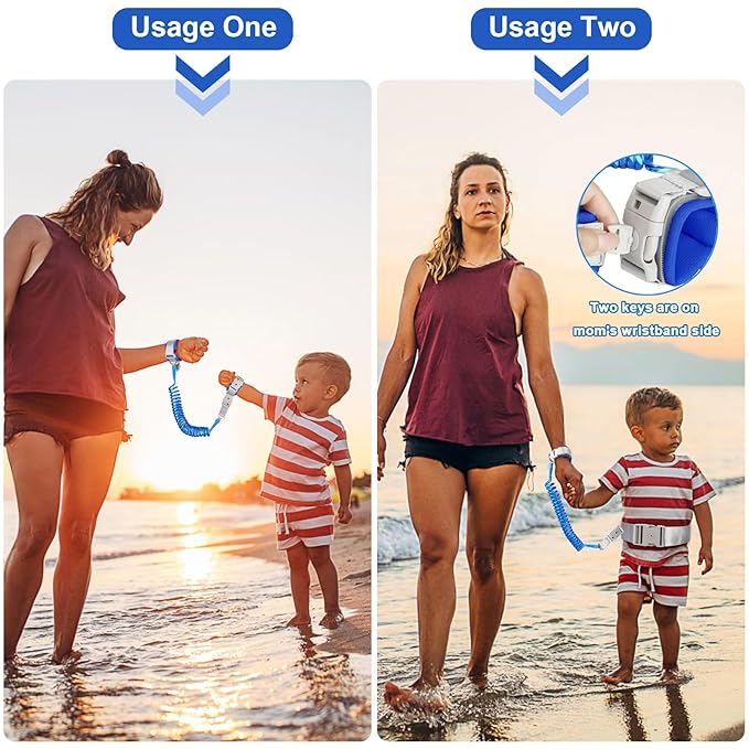 Accmor Toddler Leash with Reflective Baby Anti Lost Wrist Link, 2 in 1 Kids Walking Harnesses Belt Leashes with Key Lock for Boys Age 1-4, Keep Child Close Wristband Rope Tether for Outdoor Travel