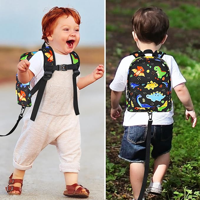 Accmor Toddler Backpack Leash, Cute Kids Backpack with Anti Lost Wrist Link, Mini Child Backpack Leash Baby Walking Harness for Travel, Small Dinosaur Backpack Tether for Boys Ages 1-3