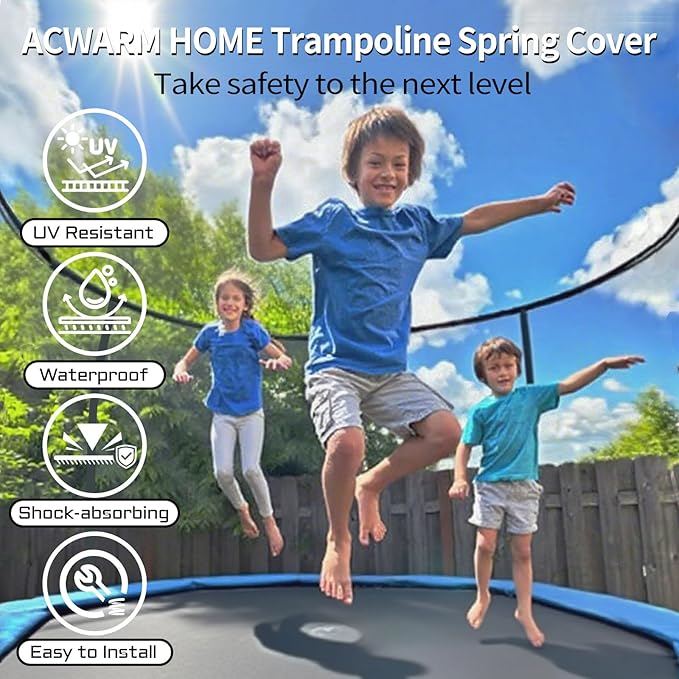16FT/15FT/14FT/12FT/10FT Trampoline Safety Pad Replacement, Round Trampoline Spring Protection Cover, Fits 16FT/15FT/14FT/12FT/10FT Frames, Water-Resistant Trampoline Accessories