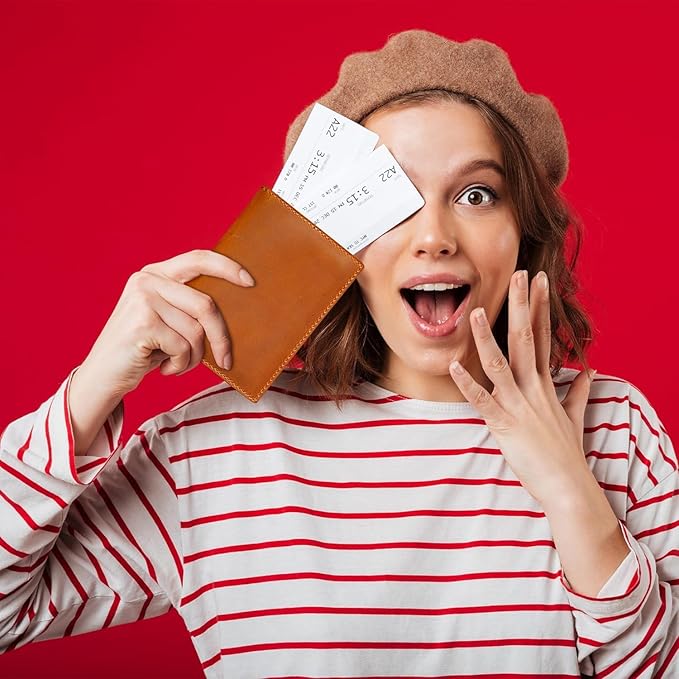 HIFA Personalized Leather Passport Holder, Handmade Passport Cover with Card and Ticket Slot - Genuine Leather, Elegant Design, Easy Access - Passport Case, Passport Wallet, Passport Holder