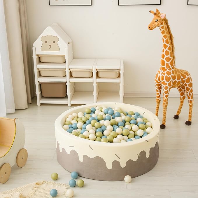 GOGOSO Ball Pit Balls - 2.15inch Plasticsball for Kids Toddlers Birthday Gifts, Summer Vibrant Colors Visual Stimulation Xmas Decor, Creamy Green+Creamy Blue+ Soft White