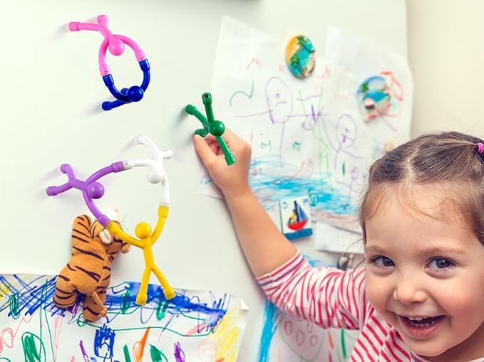 60 Pcs Multicolor Silicone & PVC Magnetic Toys-Men, Playful Kids Travel Toys & Office Decorative Magnets