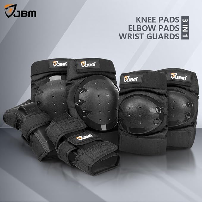 JBM Adult & Kids Knee Pads Elbow Pads and Wrist Guards for Inline Skating, Roller Skating, Skateboarding, Scootering