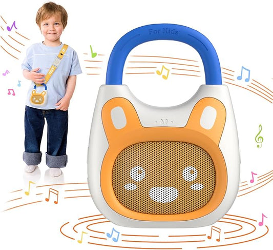 alilo Pocket Bunny Portable Kids Music Player, Musical Toys for Toddlers 1-3-5, Preloaded 120+ Stories/Music/Lullabies/White Noise,High Fidelity Sound Travel Bluetooth Speaker (with Strap and Ring)