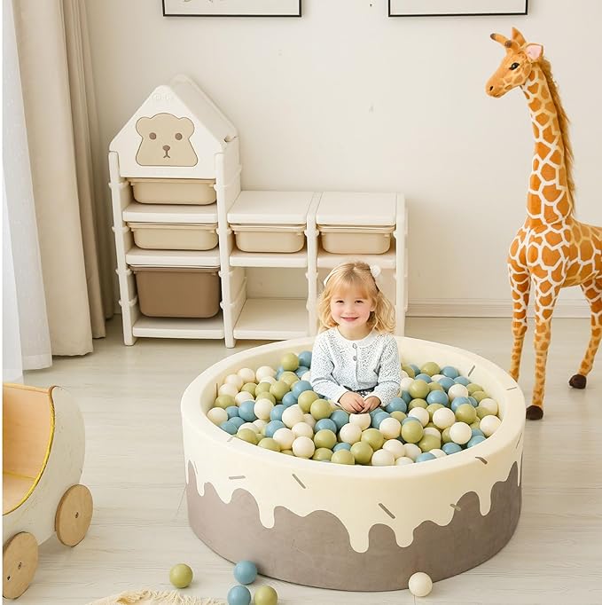 GOGOSO Balls for Ball Pit - Plastic Ball for Toddlers 1-3, Baby Kids Ball Pool Decoration,Creamy Green+Creamy Blue+ Soft White,500pcs