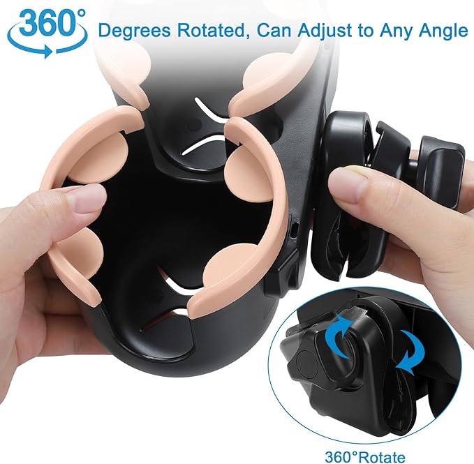 Accmor Stroller Cup Holder with Phone Holder, Bike Cup Holder, Universal Cup Holder for Uppababy Nuna Doona Strollers, 2-in-1 Cup Phone Holder for Stroller, Bike, Wheelchair, Walker, Scooter