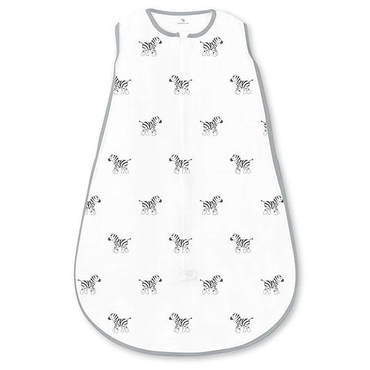 Amazing Baby Cotton Muslin Sleeping Sack, For Baby Boy or Girl, Wearable Blanket with 2-way Zipper, Zebras, Black, Small (0-6 Month)