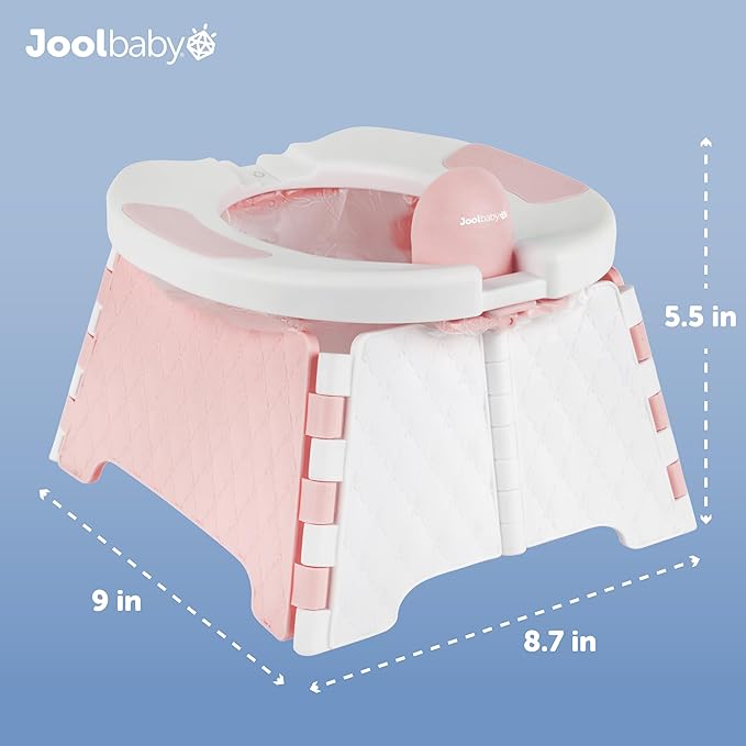 Jool Baby Portable Potty Training Chair with Travel Bag and 30 Liners, Foldable, Indoor/Outdoor Use, Camping (Pink)