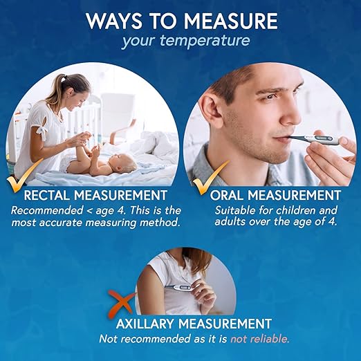 iProven Adult Digital Oral and Rectal Thermometer, Measures in 10 Seconds, with Flexible Tip, Fever Alarm, Thermometer for Kids and Babies (10 Packs)
