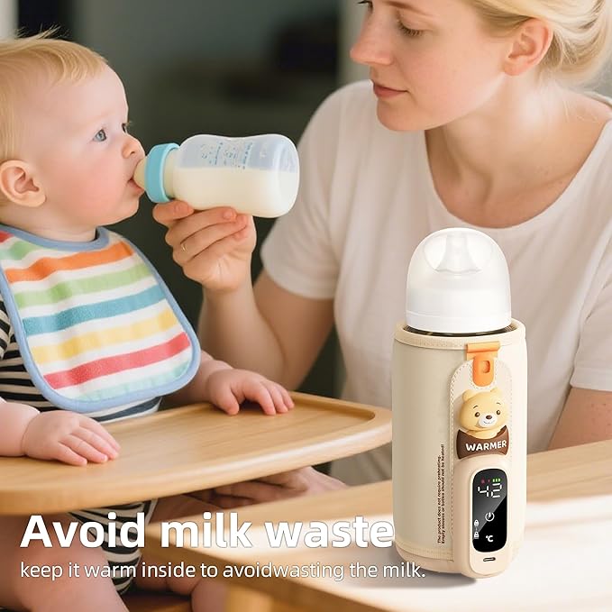 Portable Bottle Warmer for Breastmilk & Formula, Baby Rapid Milk Warmer, Accurate Temperature Control, Retain Nutrients Baby Essentials for Home and Outing(with Charger)