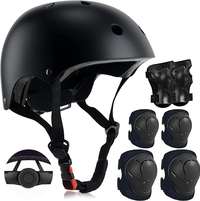 Adjustable Kids Helmet with Knee Pad, Elbow Pads & Wrist Guards - Toddler Bike Helmets for Ages 3-5, 5-8, 8-14 Years - Perfect for Skating, Biking, Cycling, and Skateboard - for Boys and Girls
