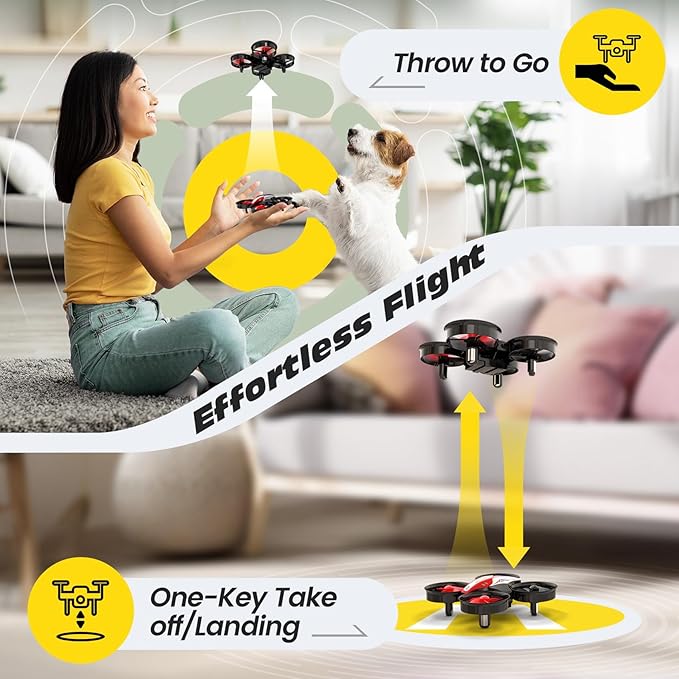 Holy Stone Mini Drone for Kids and Beginners RC Nano Quadcopter Indoor Small Helicopter Plane with Auto Hovering, 3D Flips, Headless Mode and 3 Batteries, Great Gift Toy for Boys and Girls, HS210 Red