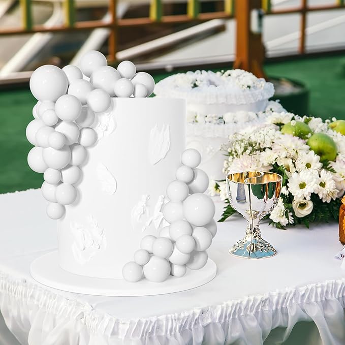 75 Pieces White Cake Balls Topper Decorations Foam Cupcake Topper Mini Balloon Cake Topper Picks for Cake Deco Birthday Party Wedding