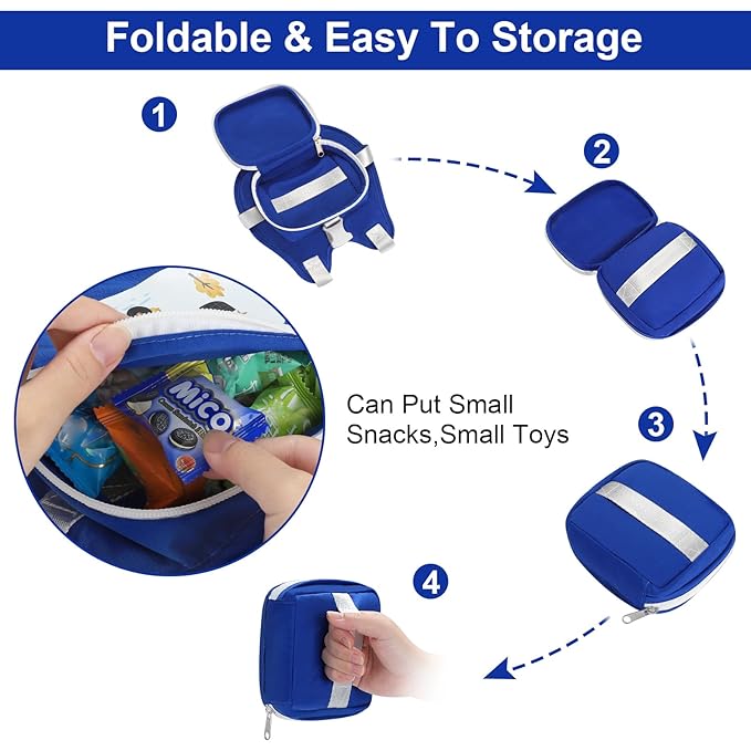 Accmor Toddler Harness Leash, Kids Cute Excavator Walking Harness Tether Wristband Assistant Strap Belt Protector for Baby Boys, Collapsible Child Leash + Anti Lost Wrist Link for Outdoor Travel Blue