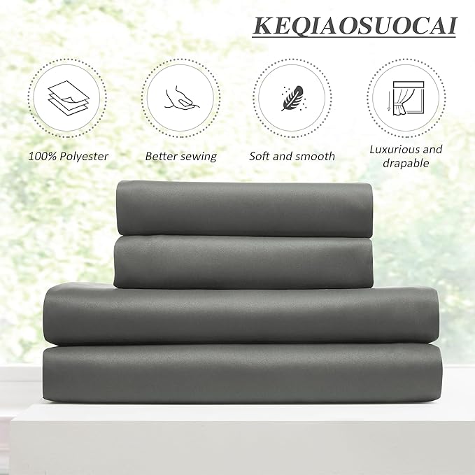 KEQIAOSUOCAI Grey Block Out Curtains for Bedroom, Sound Reducing Solid Window Treatment for Cafe/Kitchen/Night Shift,Blackout Curtain Panels with Pinch Pleat,W40 x L45, Set of 2
