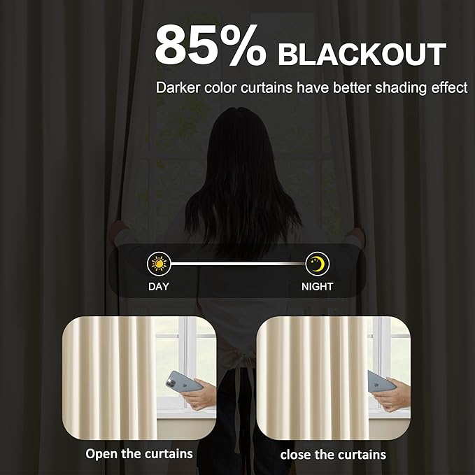 KEQIAOSUOCAI Pinch Pleated Curtains 156 Inches Long,Memory Shape Room Darkening Soundproof Window Curtains with Hooks for Bedroom Living Room Track System 40 x 156 x 2 Panels Cream Beige