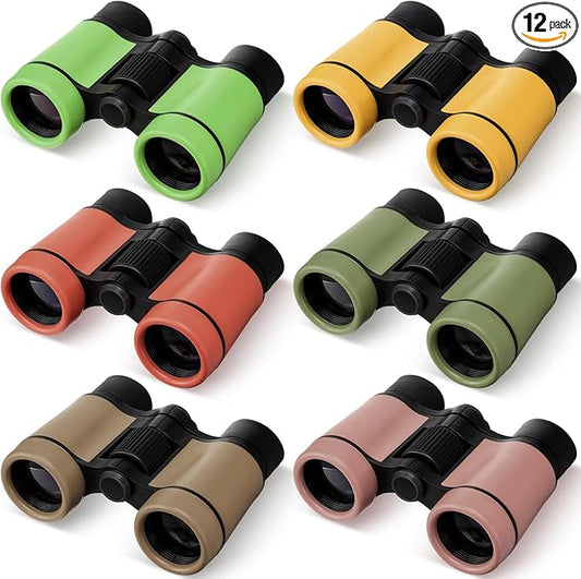 12 Pack Kid Binoculars Shockproof Mini Compact Binoculars Toys for Girls Boys Small Folding Telescope for Bird Watching Educational Learning Camping Birthday Gifts
