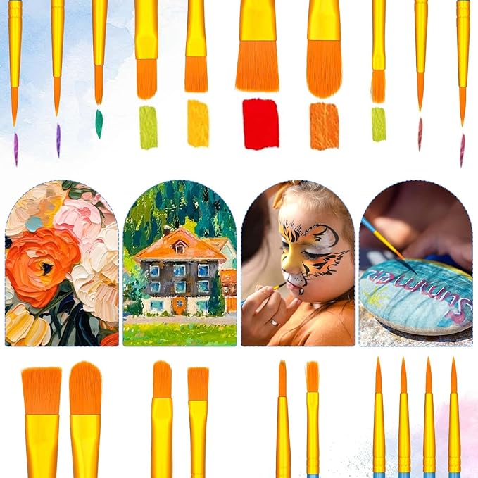 12 Pack 8x10” Canvas Boards and Round Canvas for Painting, Couple Painting Kit with Wood Easel, Acrylic Paint, Paint Brushes Set for Kids Teenagers Adults Date Night Sip and Paint Party