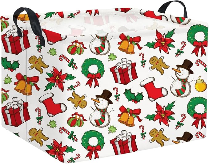 HIYAGON Rectangular Basket for Families Basket with Baby Storage Bin and Kids Toy Organizer Box for Boy and Girls - Christmas Room Decor