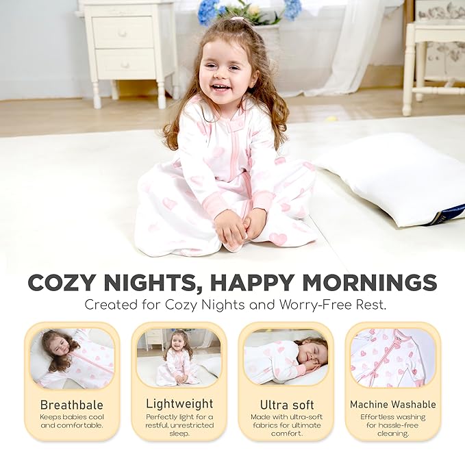 Mama Cheetah Baby Sleep Sack with Sleeves, 0.5 TOG Organic Cotton Wearable Blanket and Two-Way Zipper, Swaddle Transition Long Sleeve Sleeping Bag for Newborn Infant Toddler, 0-6 Months