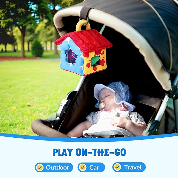 JoyCat Infant Toys 6-12 Months, Soft Sensory Toy with 4 Fabric Shapes, Baby Learning Shape Sorter for 3 4 5 6 7 8 9 10 11 12-18 Months, Baby Shower Birthday Gift Boy Girl