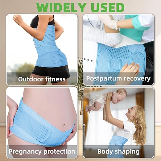 2 in 1 Postpartum Belly Band Wrap Blue, C-Section Support Belt XX-Large, Post Partum Support Recovery Waist/Pelvis Belt, Hysterectomy Belly Band Binder Girdle Stomach