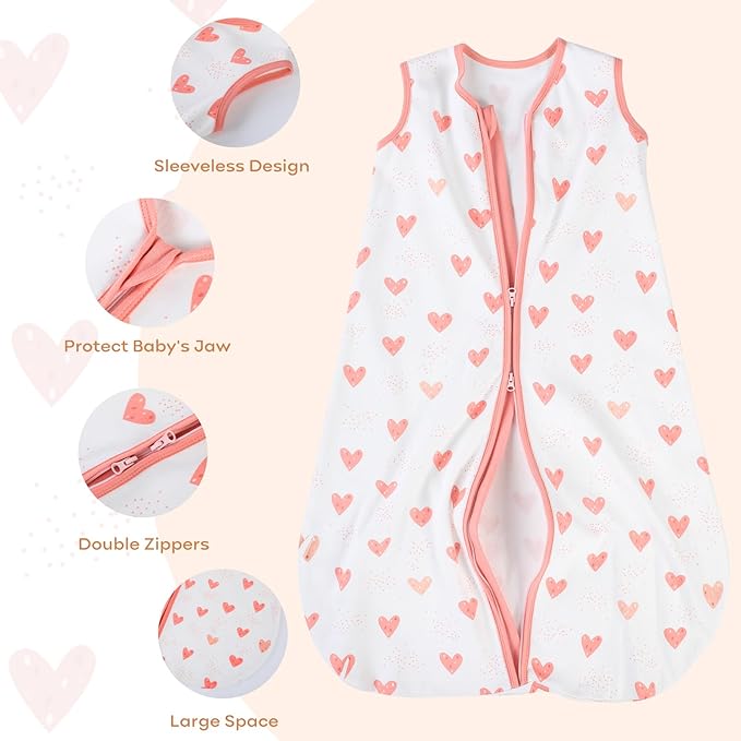 Yoofoss Baby Sleep Sack 0-6 Months Baby Wearable Blanket 100% Organic Cotton 2-Way Zipper TOG 0.5 Toddler Sleeping Sack 3 Pack Lightweight Sleep Sacks for Babies