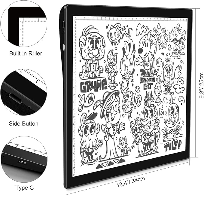 A4 Rechargeable Light Pad with Carry Bag, KOBAIBAN Wireless Magnetic Tracing Light Box, 5-Level Brightness LED Light Tablet Board, Cordless Battery Powered Light Drawing Table for DIY Diamond Painting