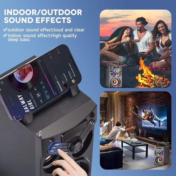 Karaoke Machine,Portable Bluetooth Karaoke Speaker with 2 Wireless Microphone for Adults Kids,with 20W(Peak) Speaker,Handle &RGB Lights,Supports TF Card/USB/Aux in/TWS,for Home,Party