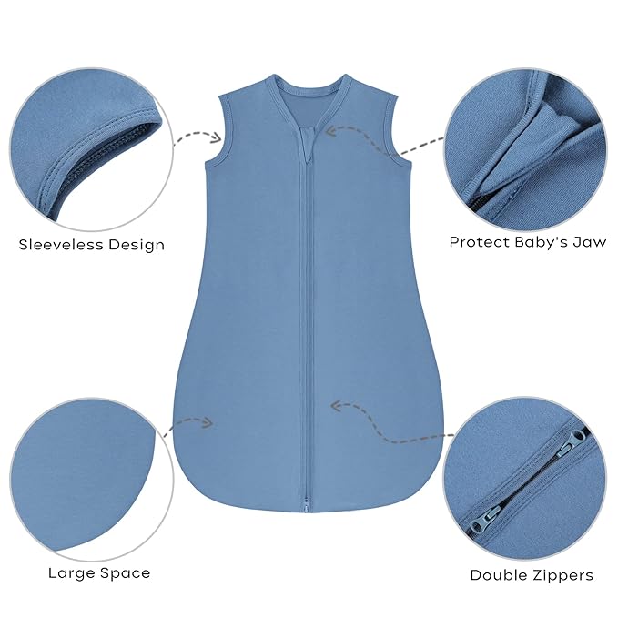 Yoofoss Baby Sleep Sack 18-24 Months Baby Wearable Blanket 100% Organic Cotton 2-Way Zipper TOG 0.5 Toddler Sleeping Sack 3 Pack, Lightweight Sleep Sacks for Babies