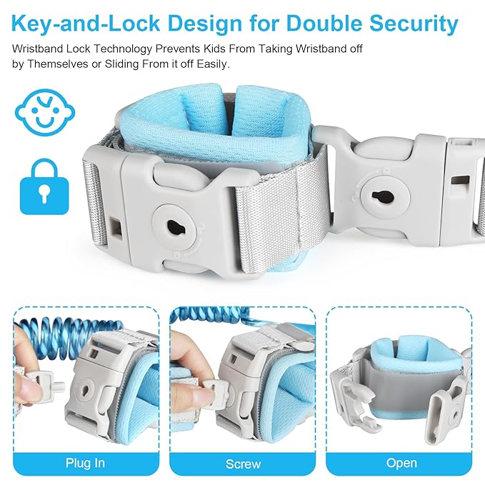 Accmor 3 in 1 Toddler Harness Leash, Reflective kids Harnesses with Anti Lost Wrist Link, Child Leashes with Lock for Boys Girls, Baby Walking Wristband Rope Protection Tether for Outdoor