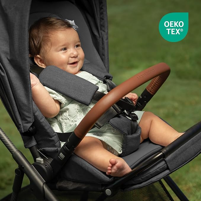 Air Lux Baby Stroller with Carbon Fiber Frame, One-Hand Fold & Reversible Seat, Magnetic 5-Pt Harness, Car Seat Adapter, 15.8lbs, Meteorite