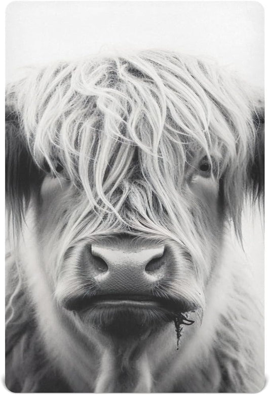 Highland Cow Crib Sheets for Boys and Girls, Fitted Baby Crib Sheets Soft and Breathable Mini Crib Sheets 52 X 28 Inches